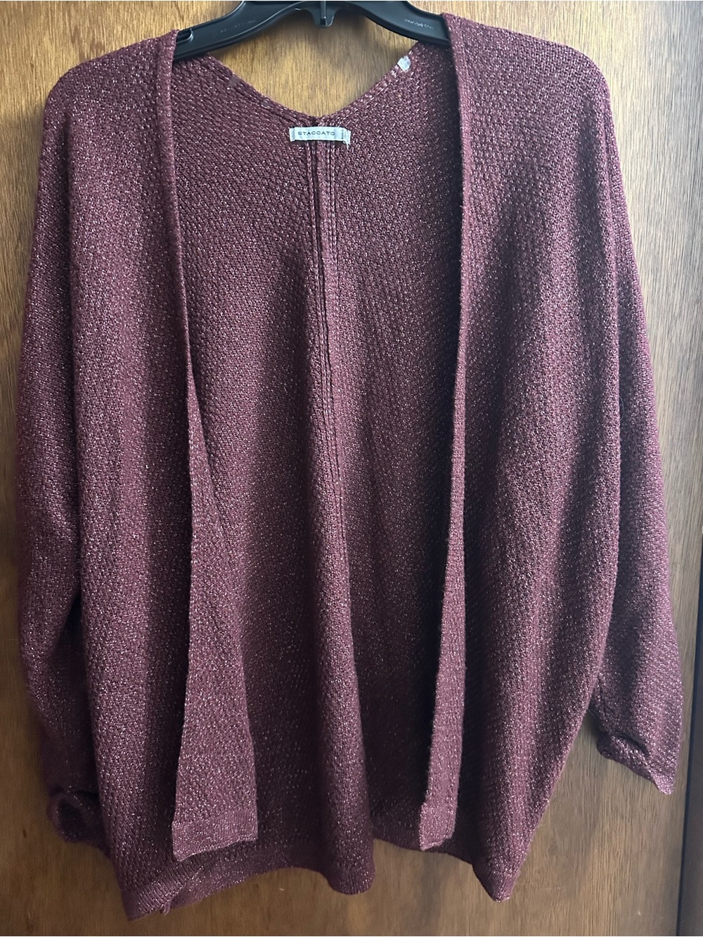 Staccato Women's Wine Open-Front Knit Cardigan